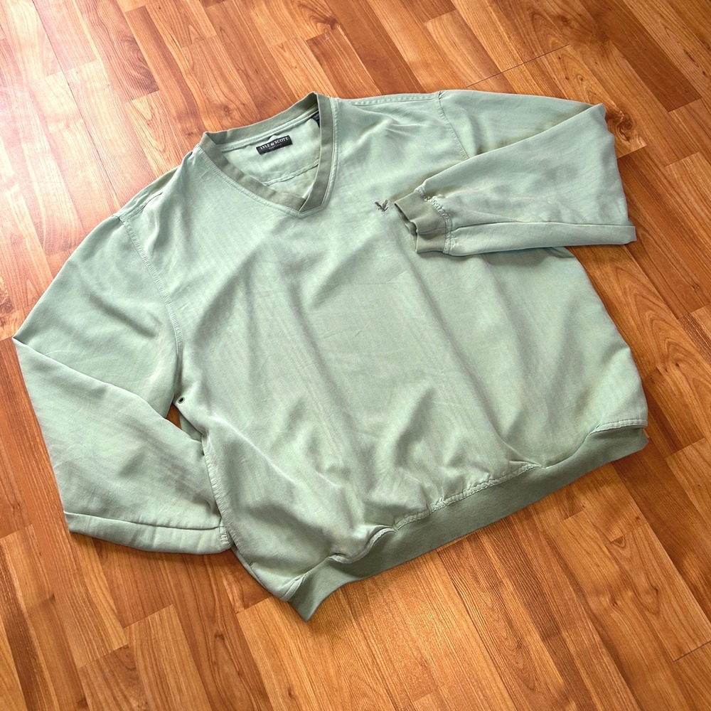 Vintage Lyle & Scott Mens Pullover Windshirt Large Sage Green